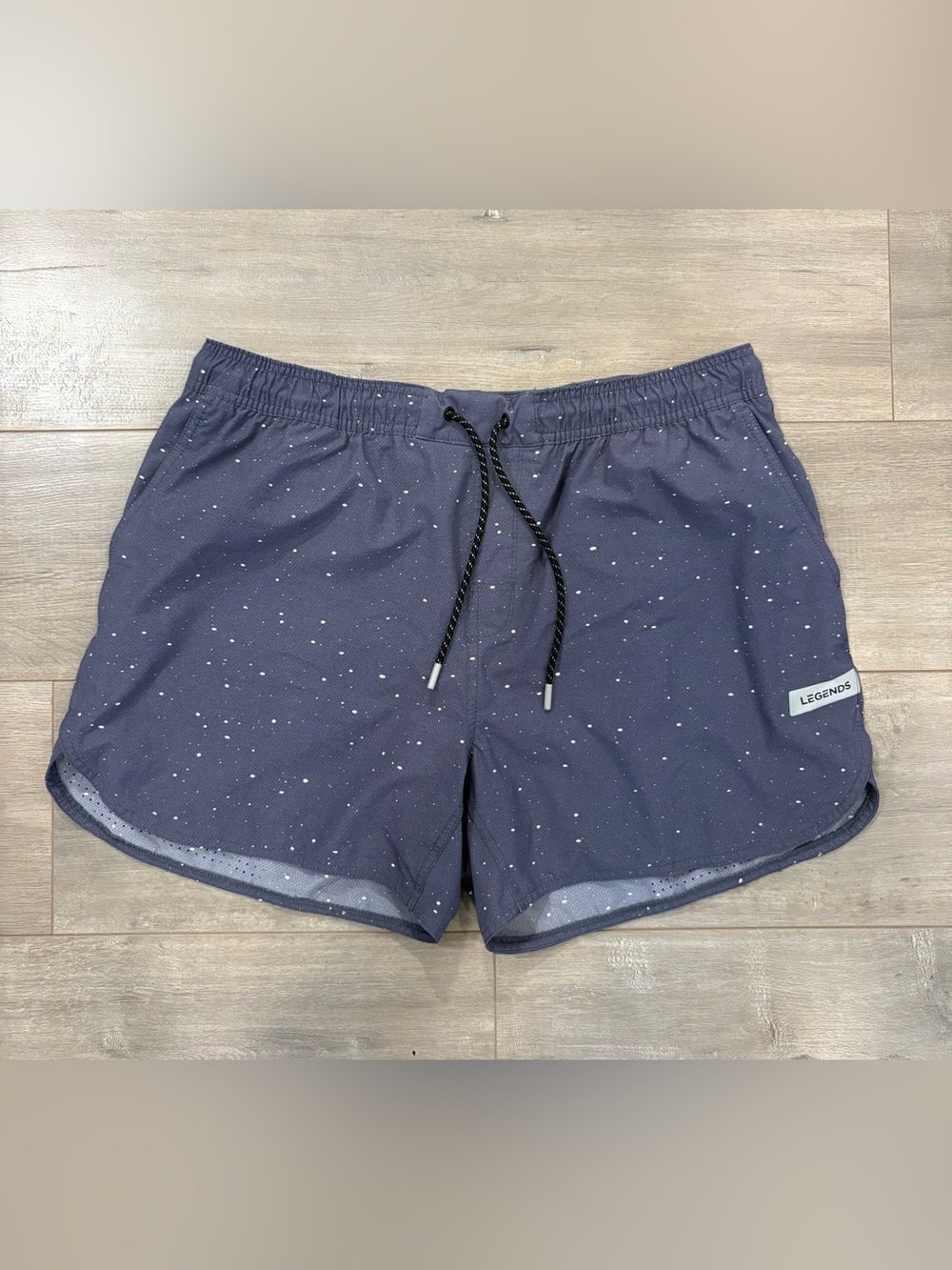 Legends Shorts Mens XXL Navy Splatter Luka Waist Drawstring Running Gym Logo